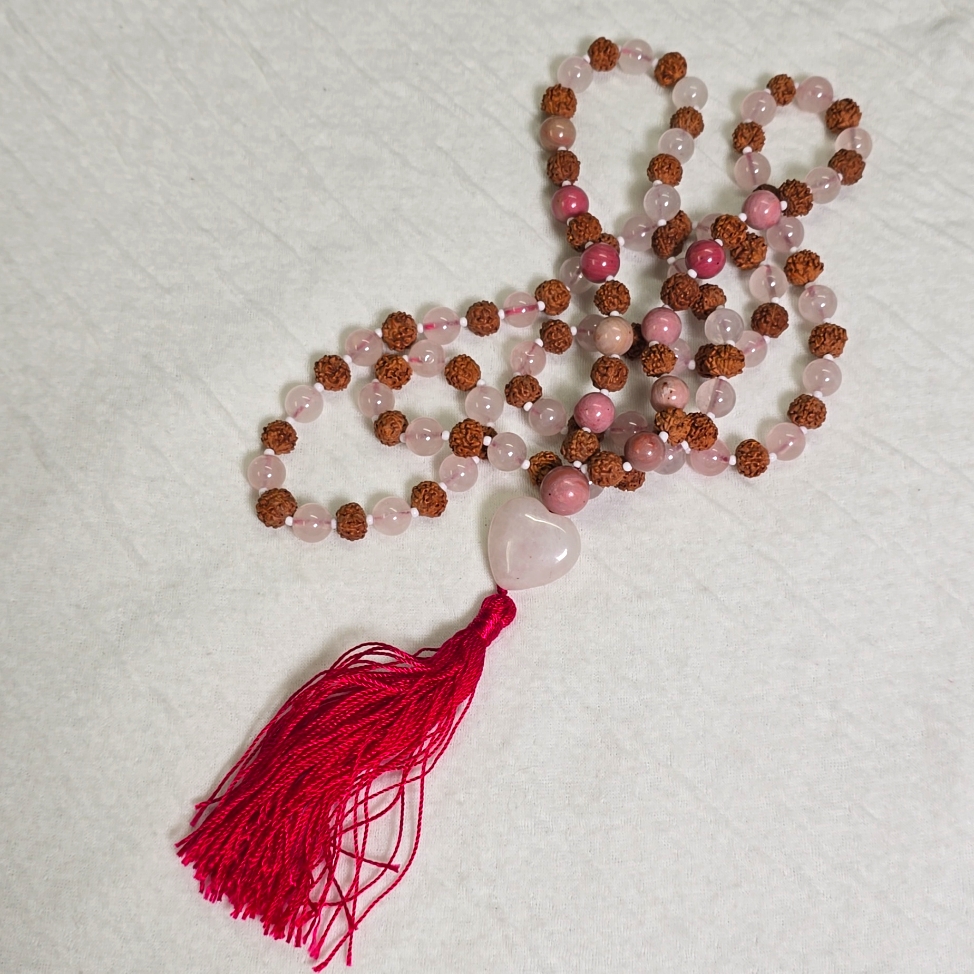 Rose Quartz And Rhodonite Mala Beads